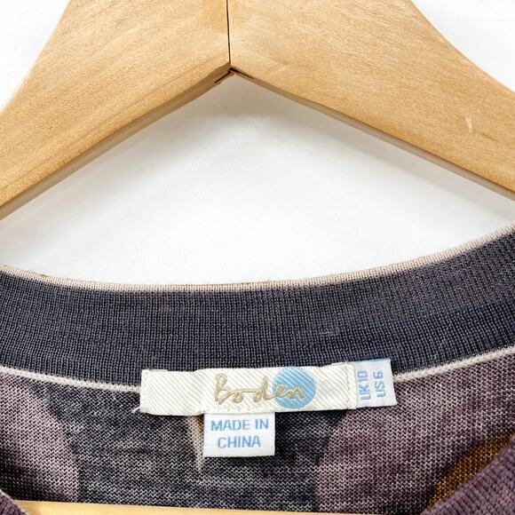 Boden 6 brown Modern Print Wool Crewneck Sweater - Picture 3 of 5